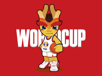 2019中国男篮世界杯吉祥物设计应用拿开包在手掌上场景_2