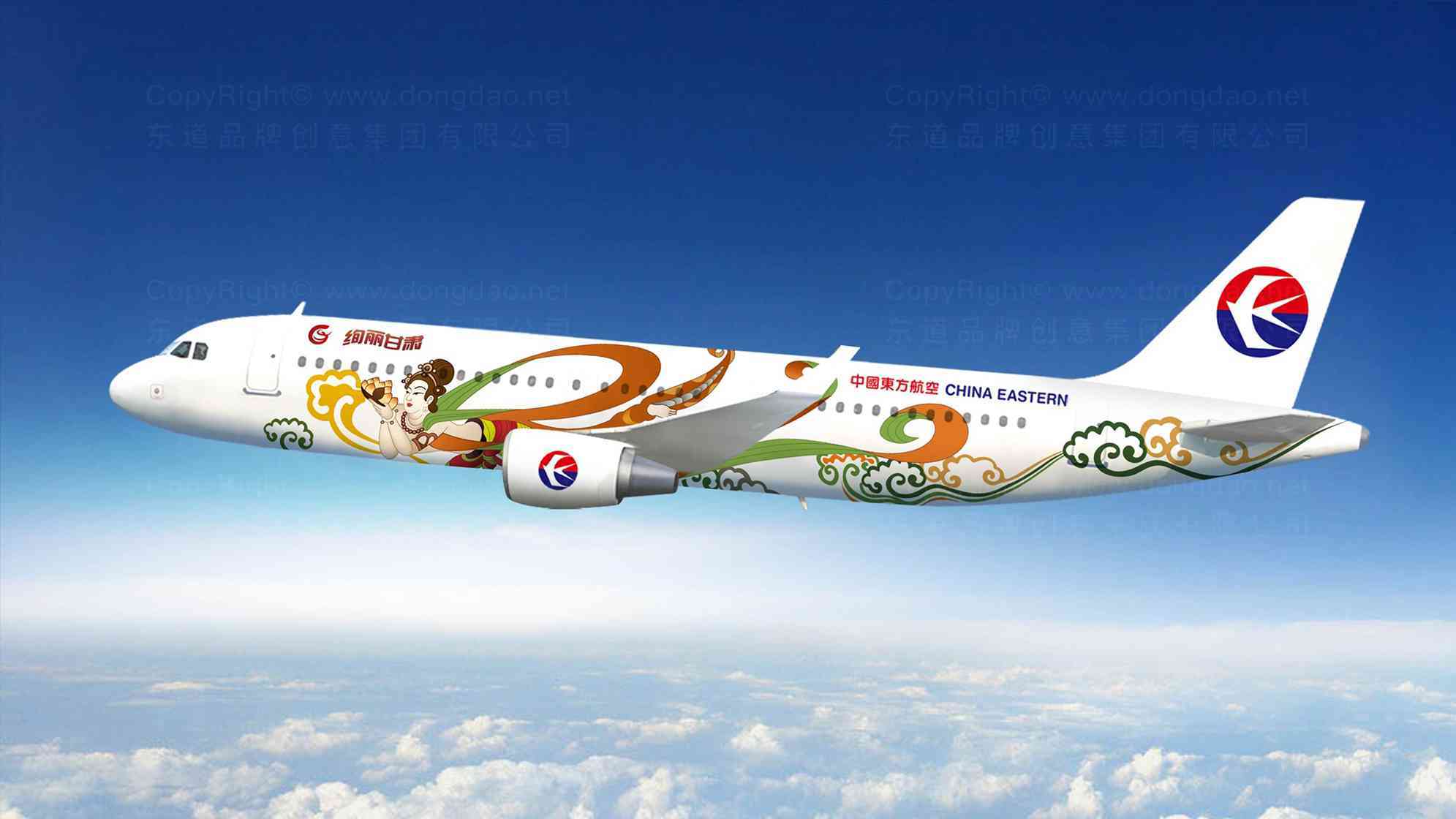 东方航空绚丽甘肃飞机机身设计图片素材
